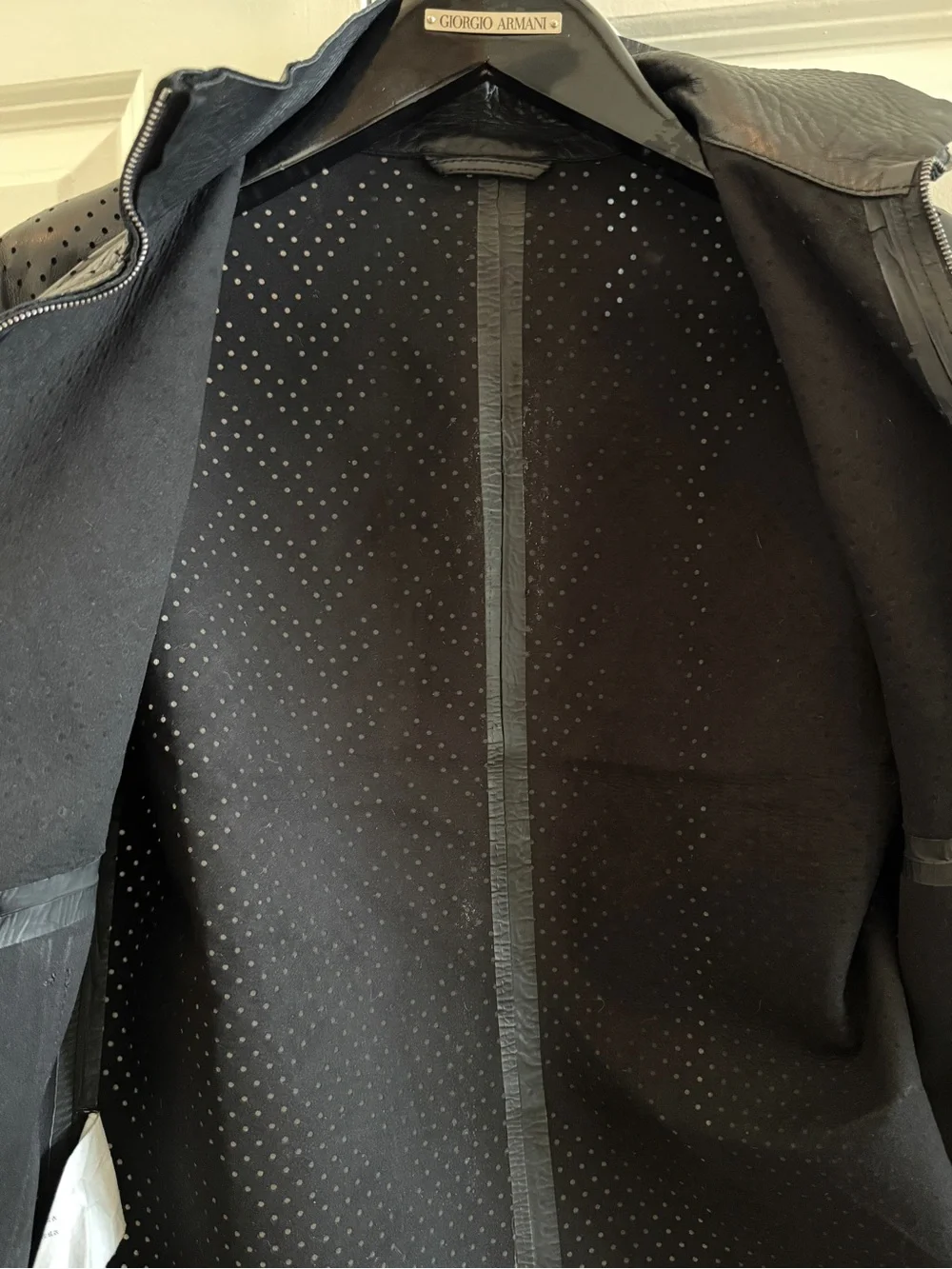 Emporio Armani Black Perforated Leather Jacket